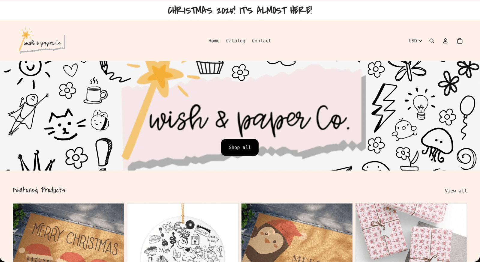 Wish & Paper Website Homepage 