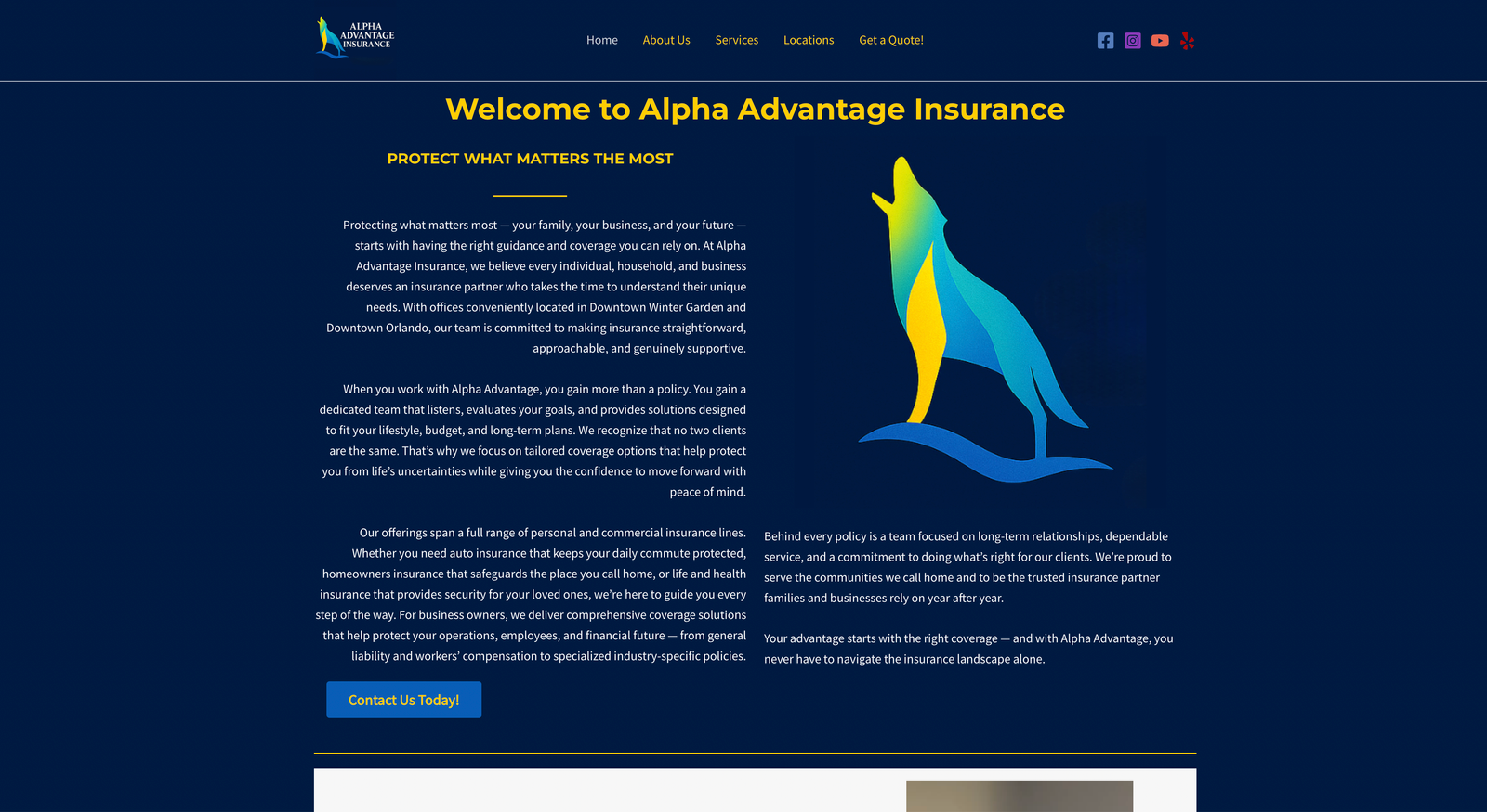 Alpha Advantage Insurance Website Homepage